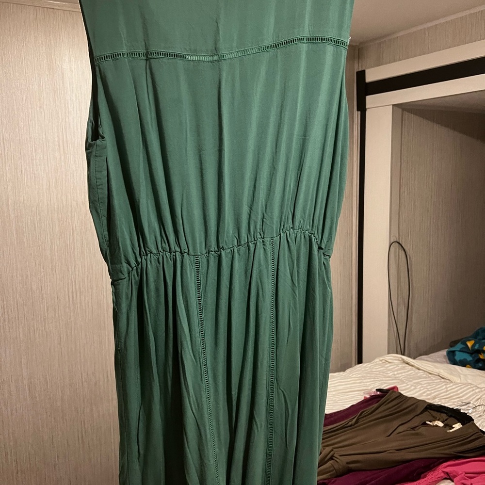 Matilda Jane Emerald Green Maxi Dress with Coral Buttons - Picture 2 of 4